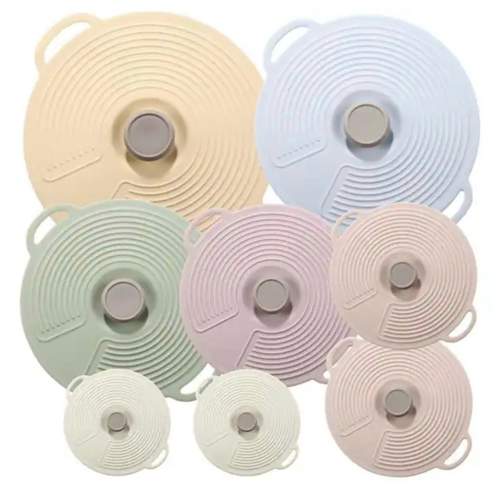 8-Piece Silicone Reusable Heat Resistant Lids for Bowl, Microwave Splatter Cover